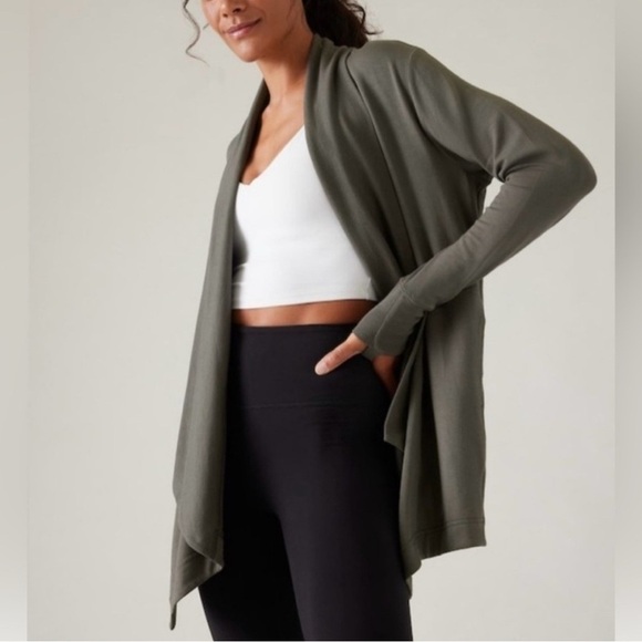 Athleta Sweaters - Athleta Pranayama Restore Wrap Women Size XS Gray Open Front Draped